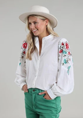 Nukus | Brenda blouse embroidery off white