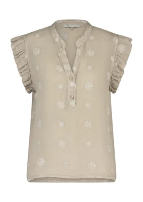 Nukus | Cosie top embroidery light sand