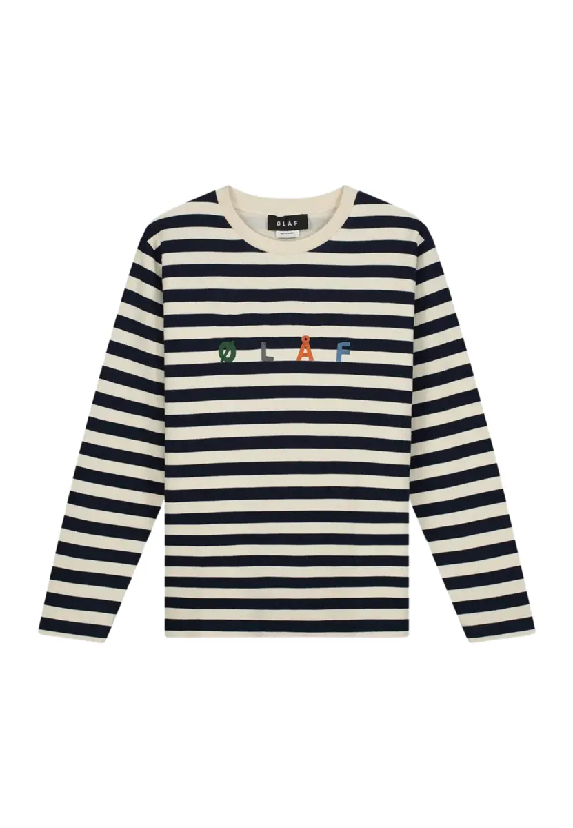 Olaf | STRIPE SANS L tee white blue