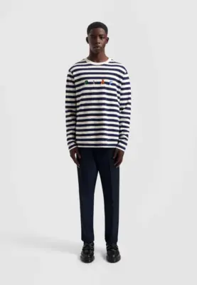 Olaf | STRIPE SANS L tee white blue