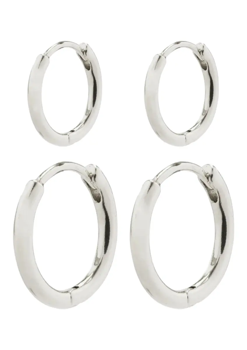 Pilgrim | Ariella recycled hoop earrings 2-in-1 set silver-plated