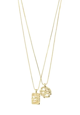 Pilgrim | Brenda recycled pendant necklace 2-in-1 set gold-plated