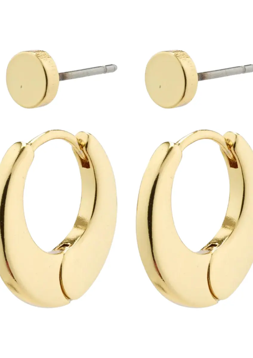 Pilgrim | Eilish huggie hoop earrings & studs 2-in-1 3.00 pcs 13.00set gold-plated