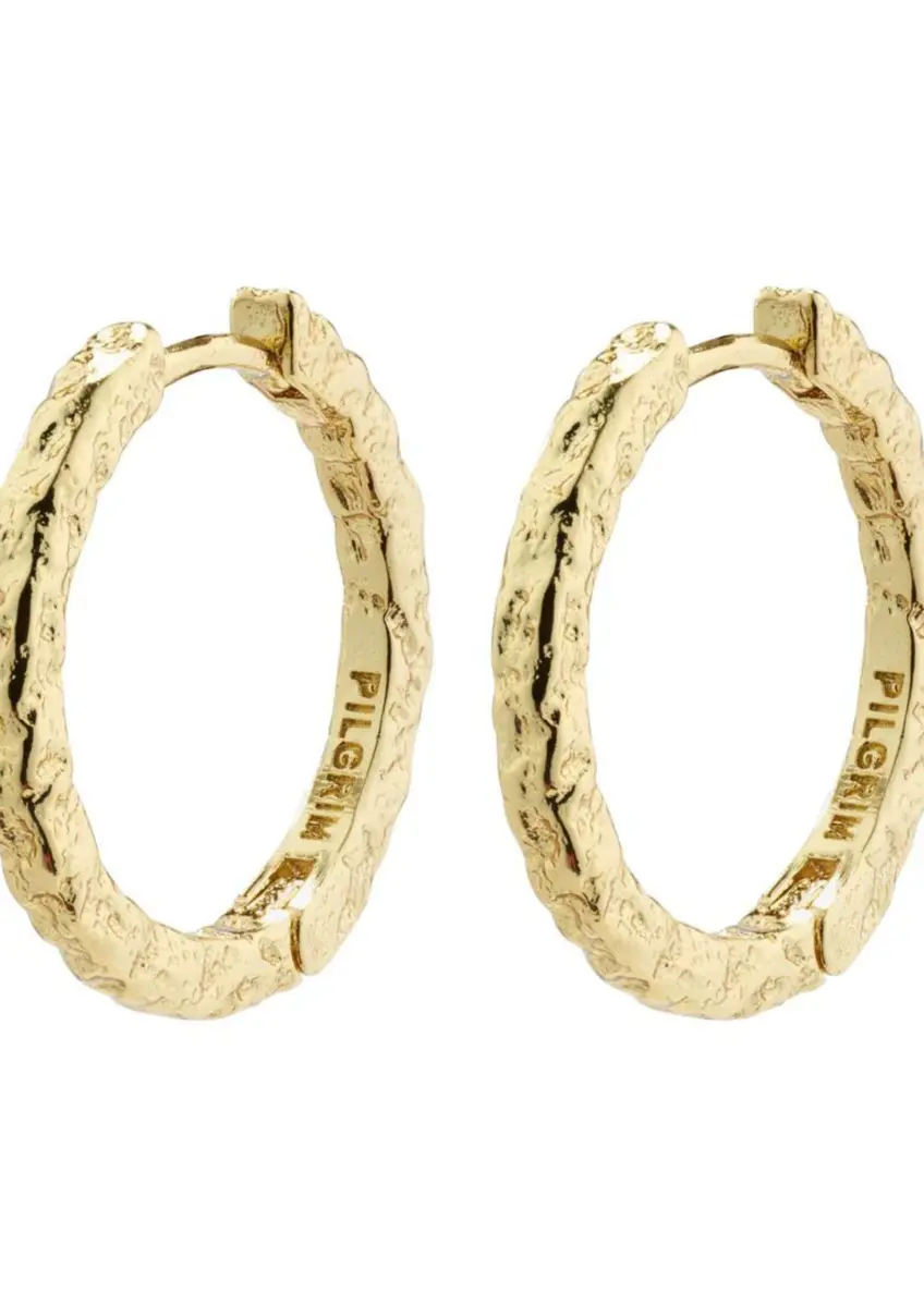 Pilgrim | Elanor rustic texture hoop earringsset gold-plated