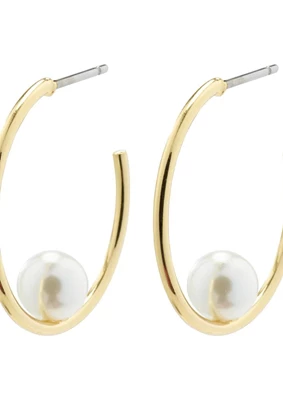 Pilgrim | Eline recycled pearl hoop earrings gold-plated