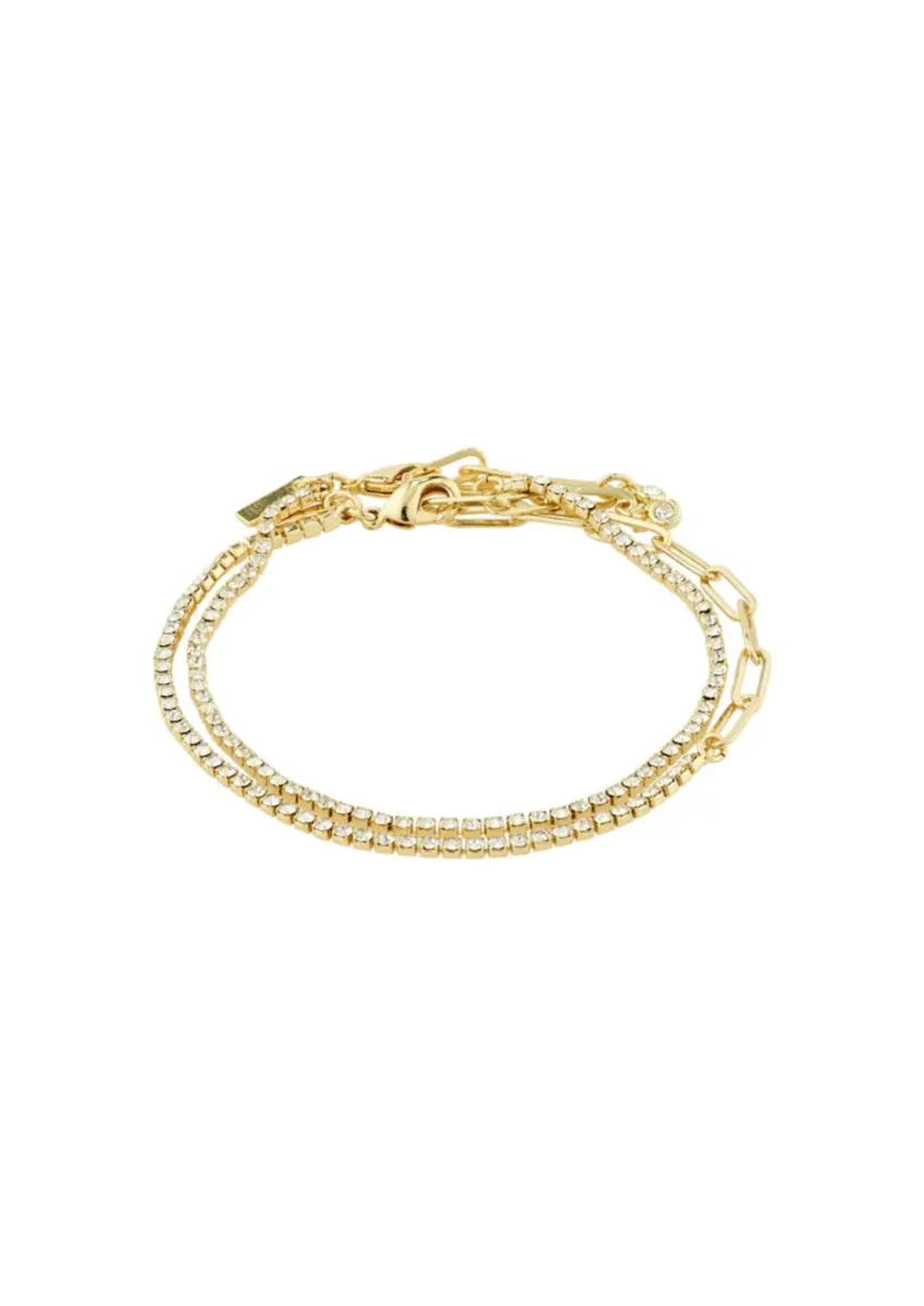 Pilgrim | Rowan crystal bracelet. 2-in-1 gold-plated
