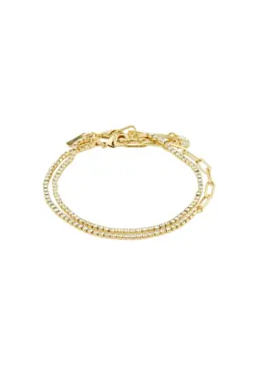 Pilgrim | Rowan crystal bracelet. 2-in-1 gold-plated
