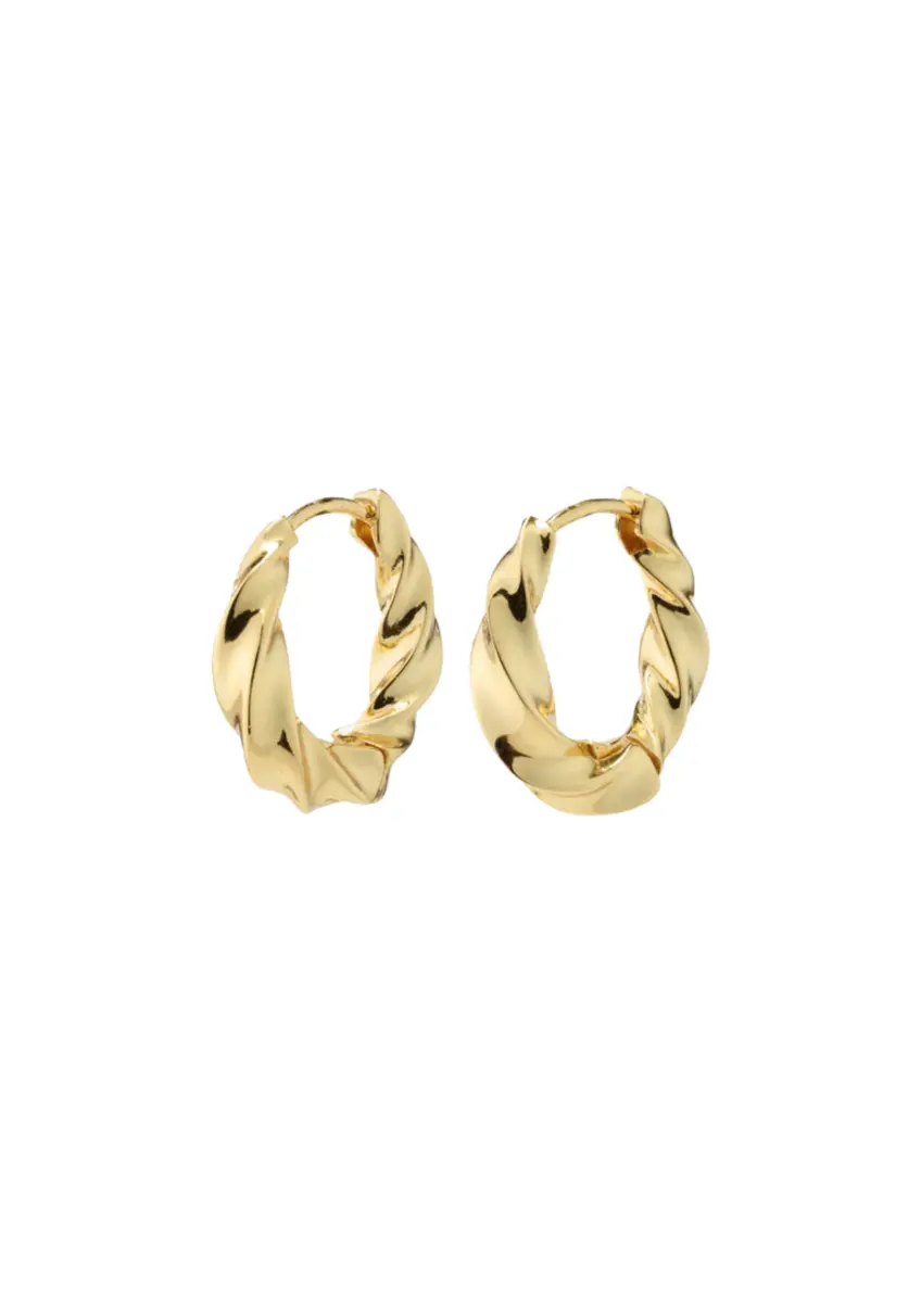 Pilgrim | Taffy recycled medium size swirl hoop earrings gold-plated
