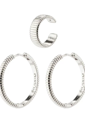 Pilgrim | Xena recycled hoop og cuff earrings silver-plated