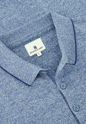 Poloshirt knitted ss plain mouline grijsblauw/koba