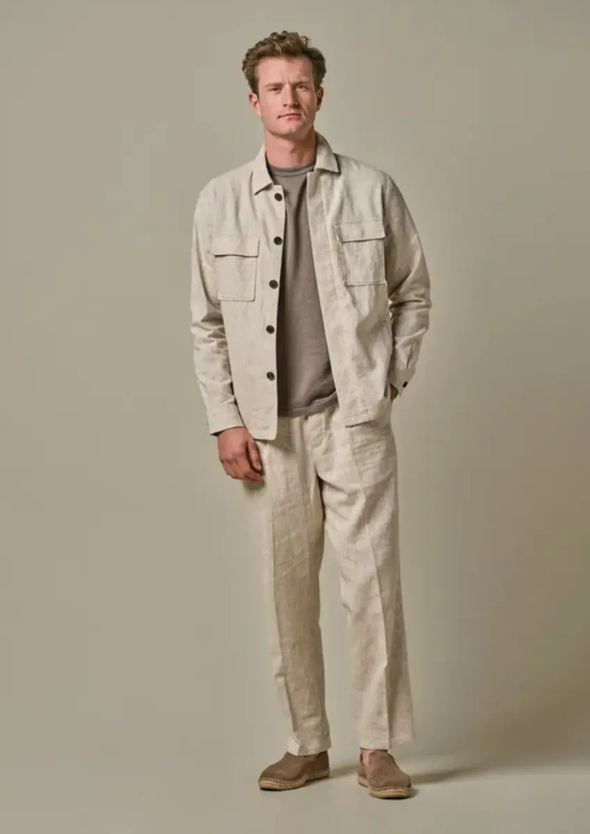 Profuomo | Overshirt cotton linen beige
