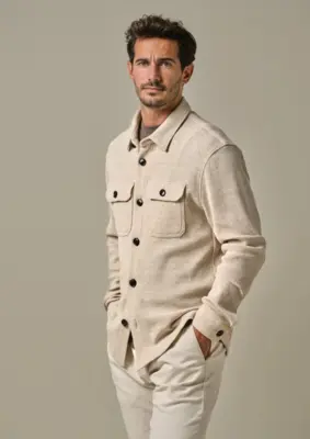Profuomo | Overshirt knitted beige