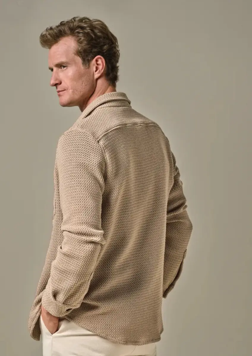 Profuomo | Overshirt open weave d.beige