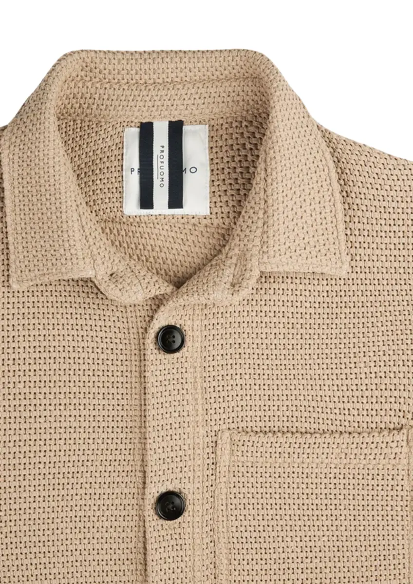 Profuomo | Overshirt open weave d.beige