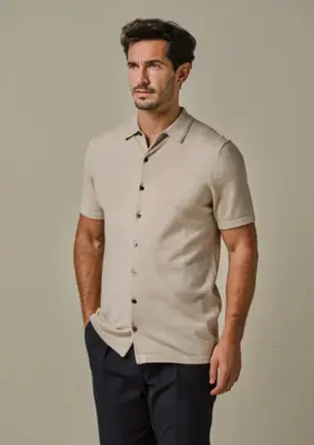 Profuomo | Polo button th ss beige