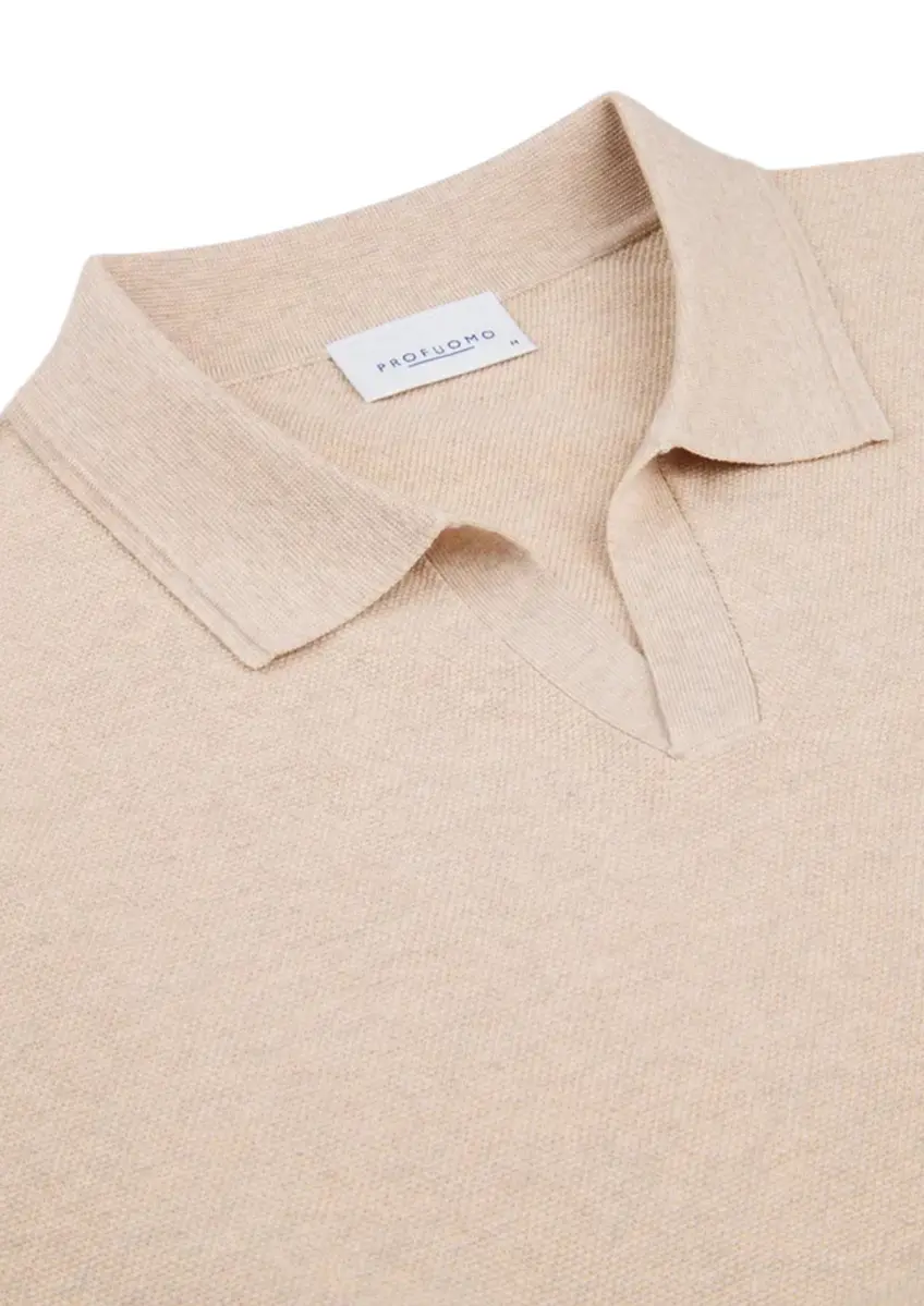 Profuomo | Polo riva collar ss beige