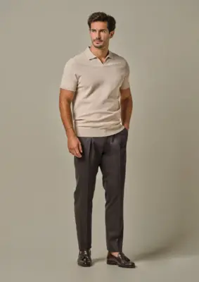 Profuomo | Polo riva collar ss beige