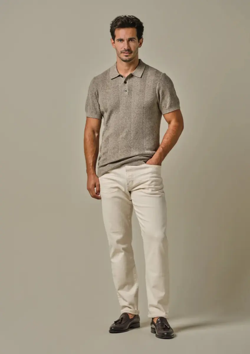 Profuomo | Polo ss dark beige