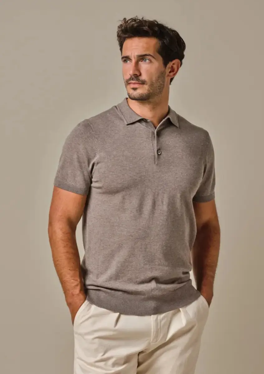 Profuomo | Polo ss mid brown