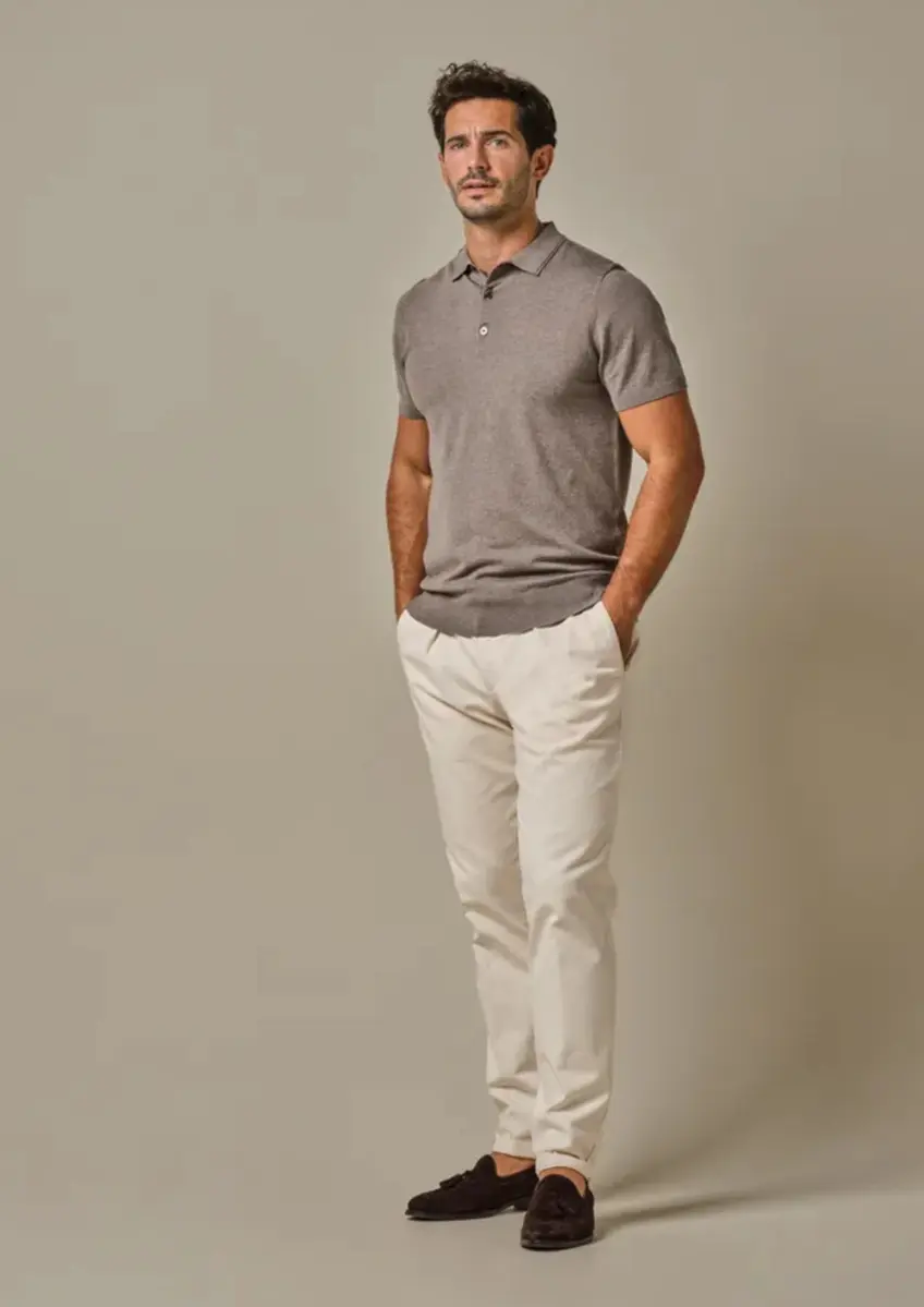 Profuomo | Polo ss mid brown