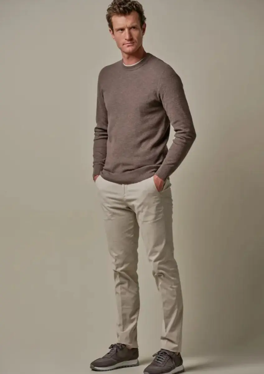 Profuomo | Pullover crew neck taupe