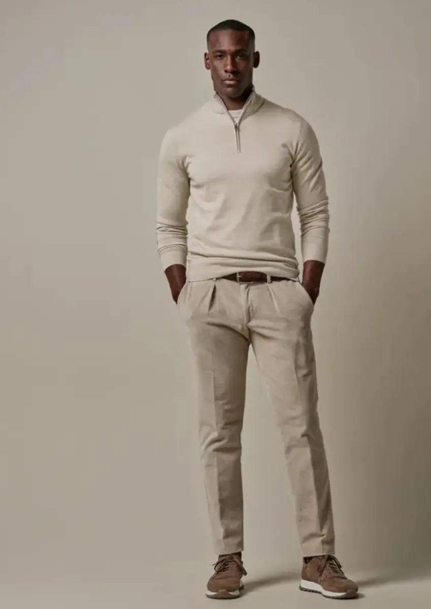 Profuomo | Pullover half zip beige