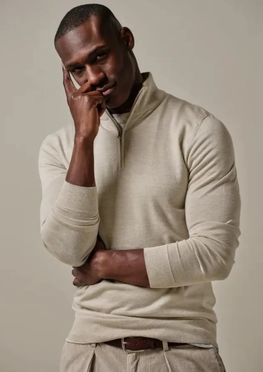 Profuomo | Pullover half zip beige