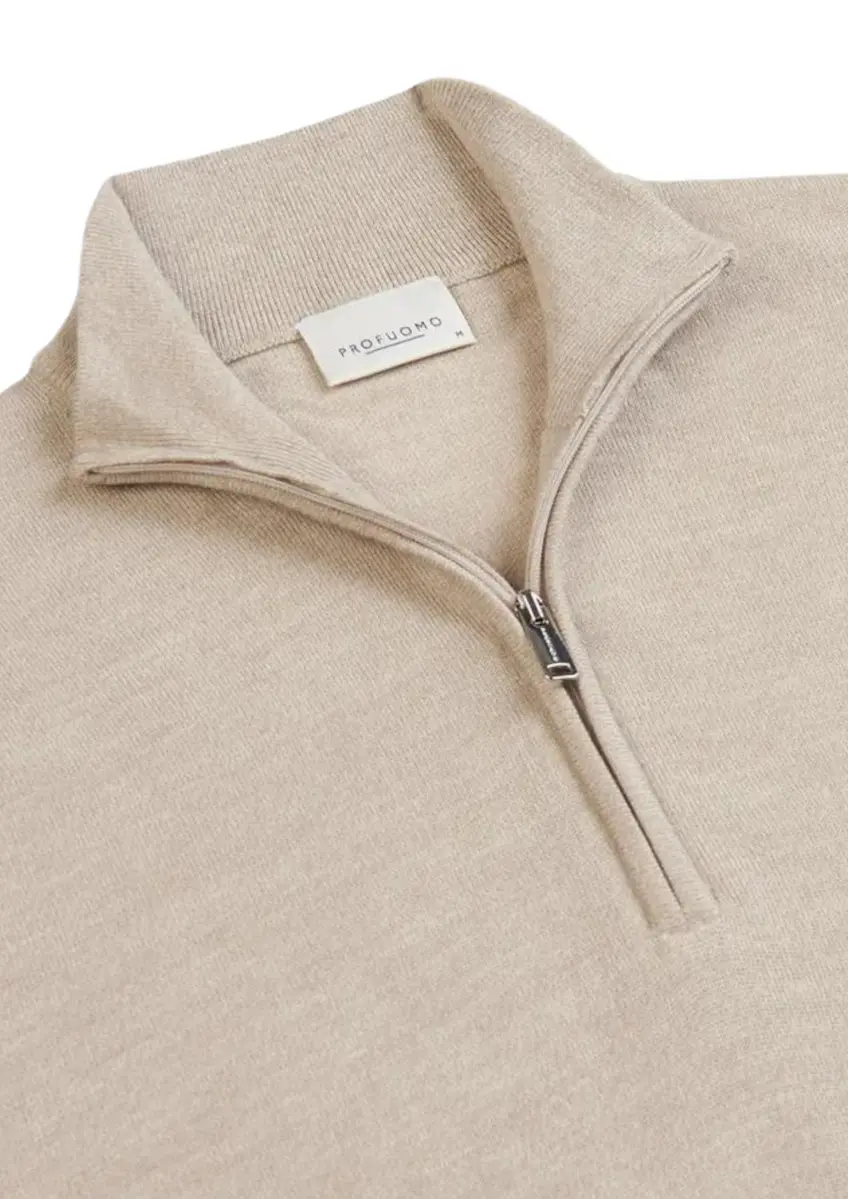 Profuomo | Pullover half zip beige