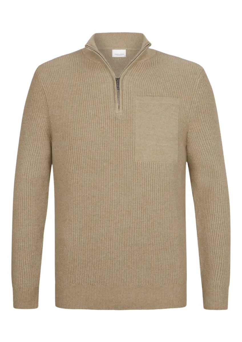 Profuomo | PULLOVER HALF ZIP BEIGE