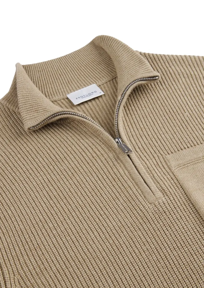 Profuomo | PULLOVER HALF ZIP BEIGE
