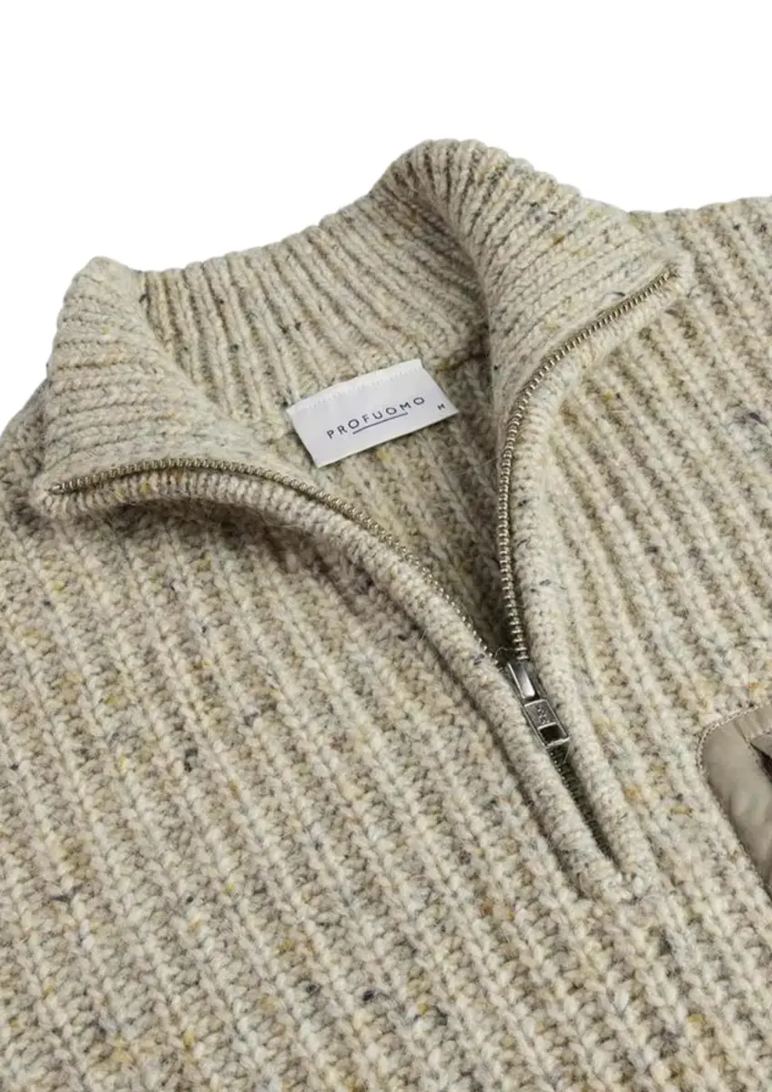 Profuomo | PULLOVER HALF ZIP BEIGE