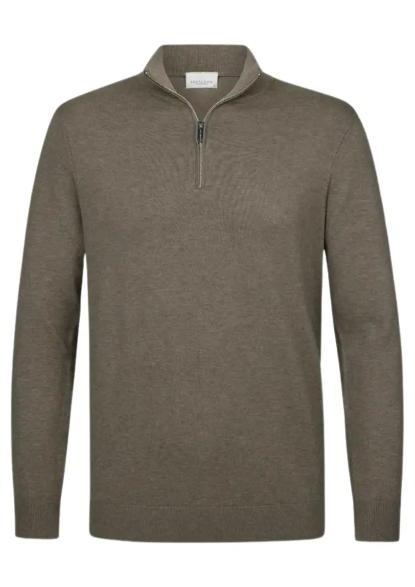 Profuomo | Pullover half zip brown