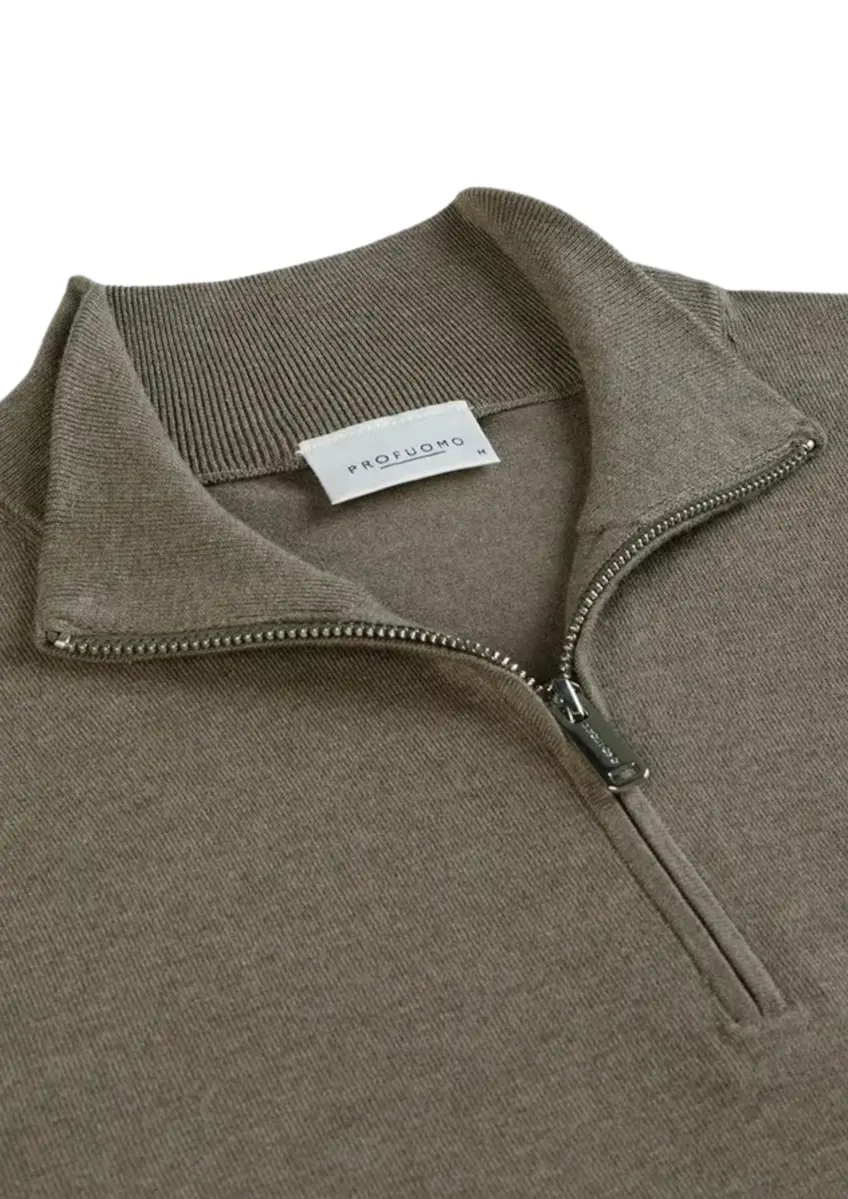 Profuomo | Pullover half zip brown