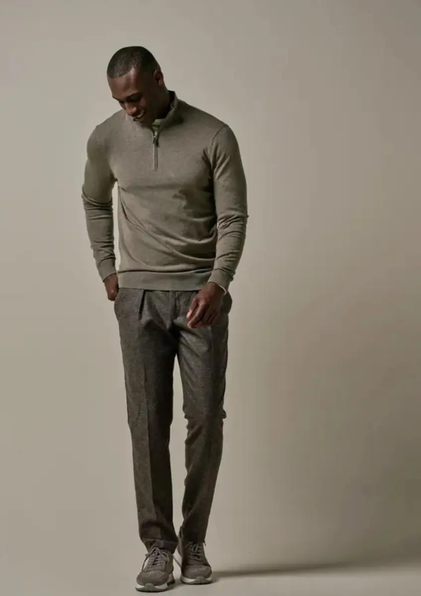 Profuomo | Pullover half zip brown