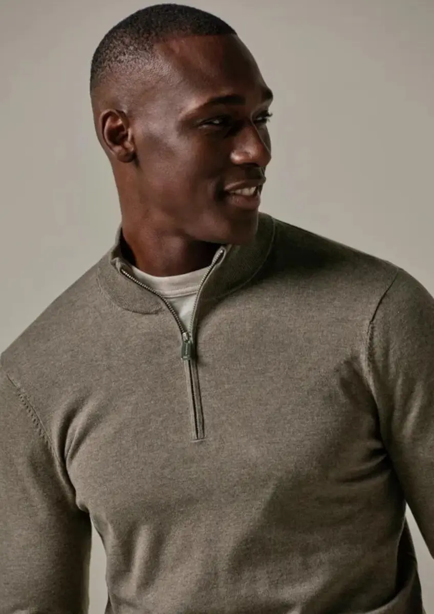 Profuomo | Pullover half zip brown