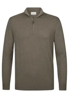 Profuomo | Pullover half zip brown
