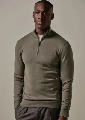 Profuomo | Pullover half zip brown