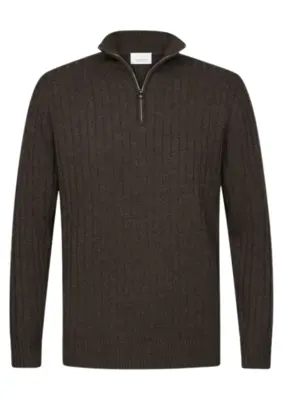 Profuomo | Pullover half zip brown
