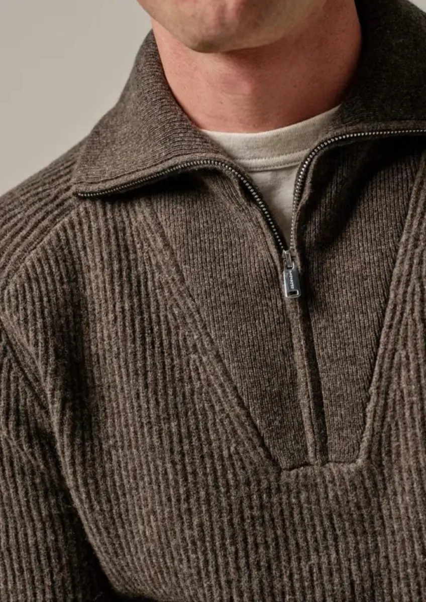 Profuomo | Pullover half zip dark brown