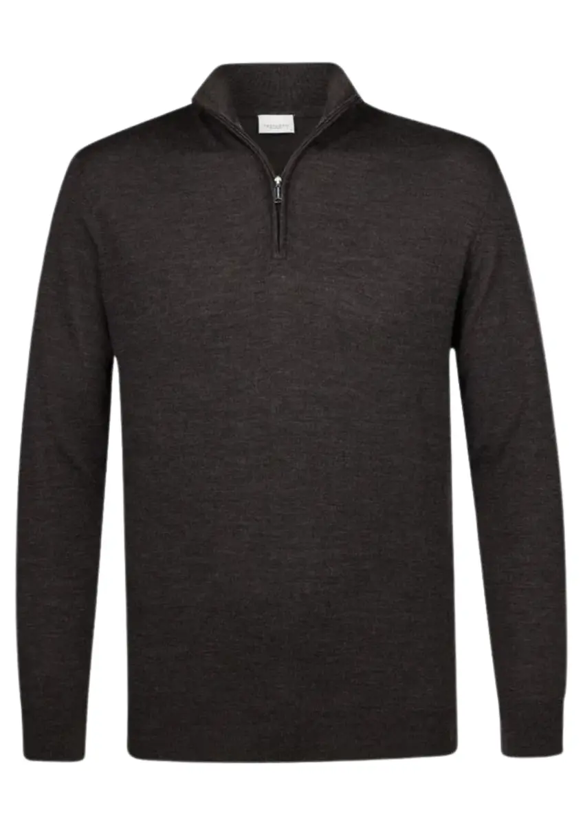 Profuomo | Pullover half zip dark brown