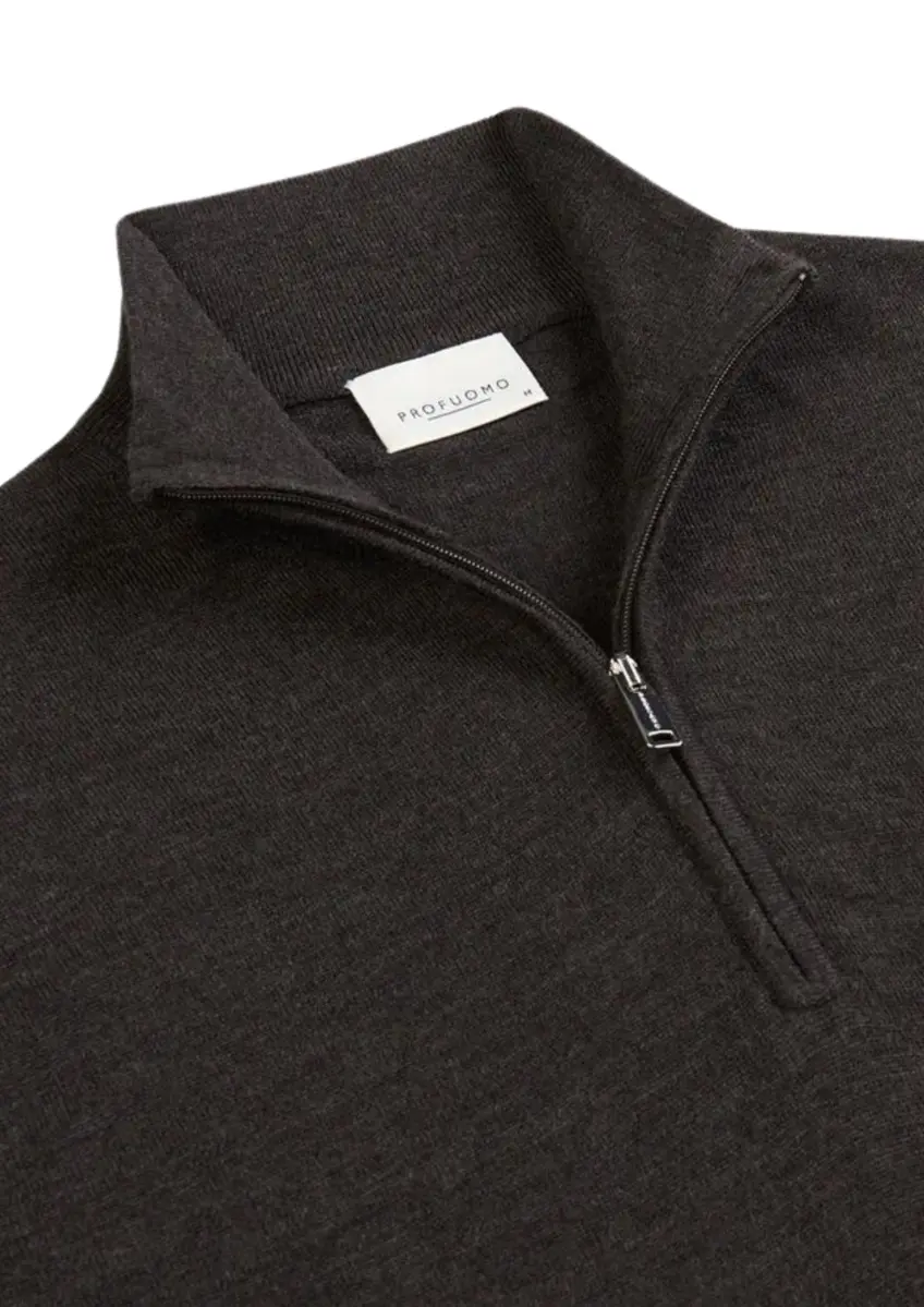 Profuomo | Pullover half zip dark brown