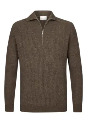 Profuomo | Pullover half zip dark brown