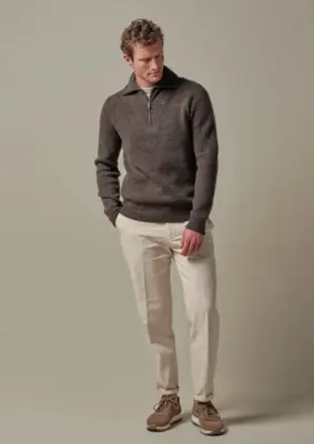 Profuomo | Pullover half zip dark brown