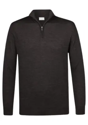 Profuomo | Pullover half zip dark brown