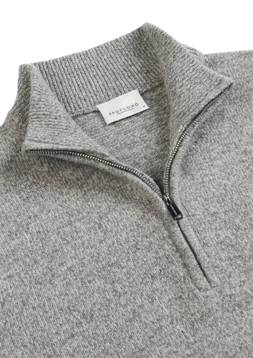 Profuomo | Pullover half zip light grey