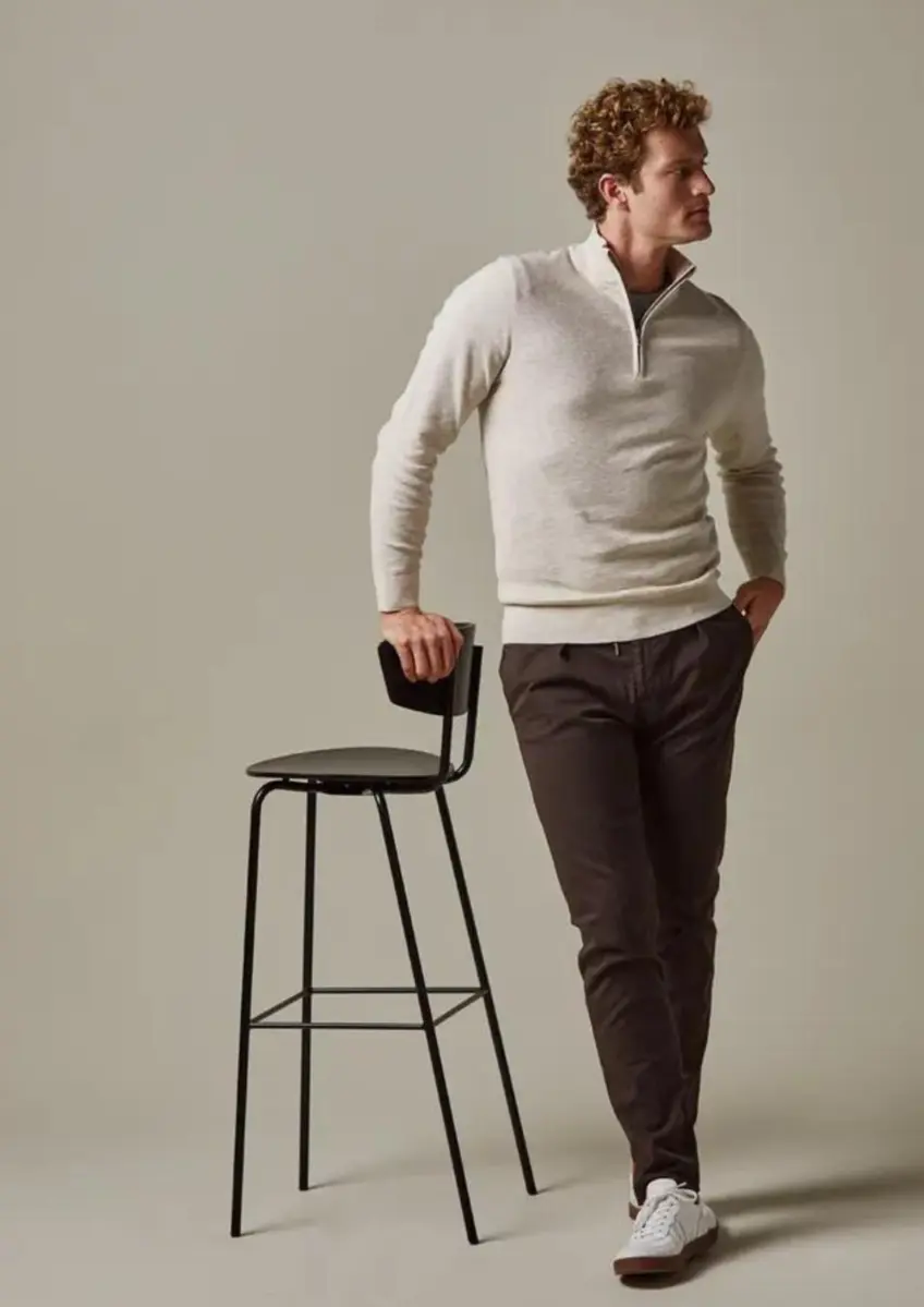 Profuomo | Pullover half zip off white