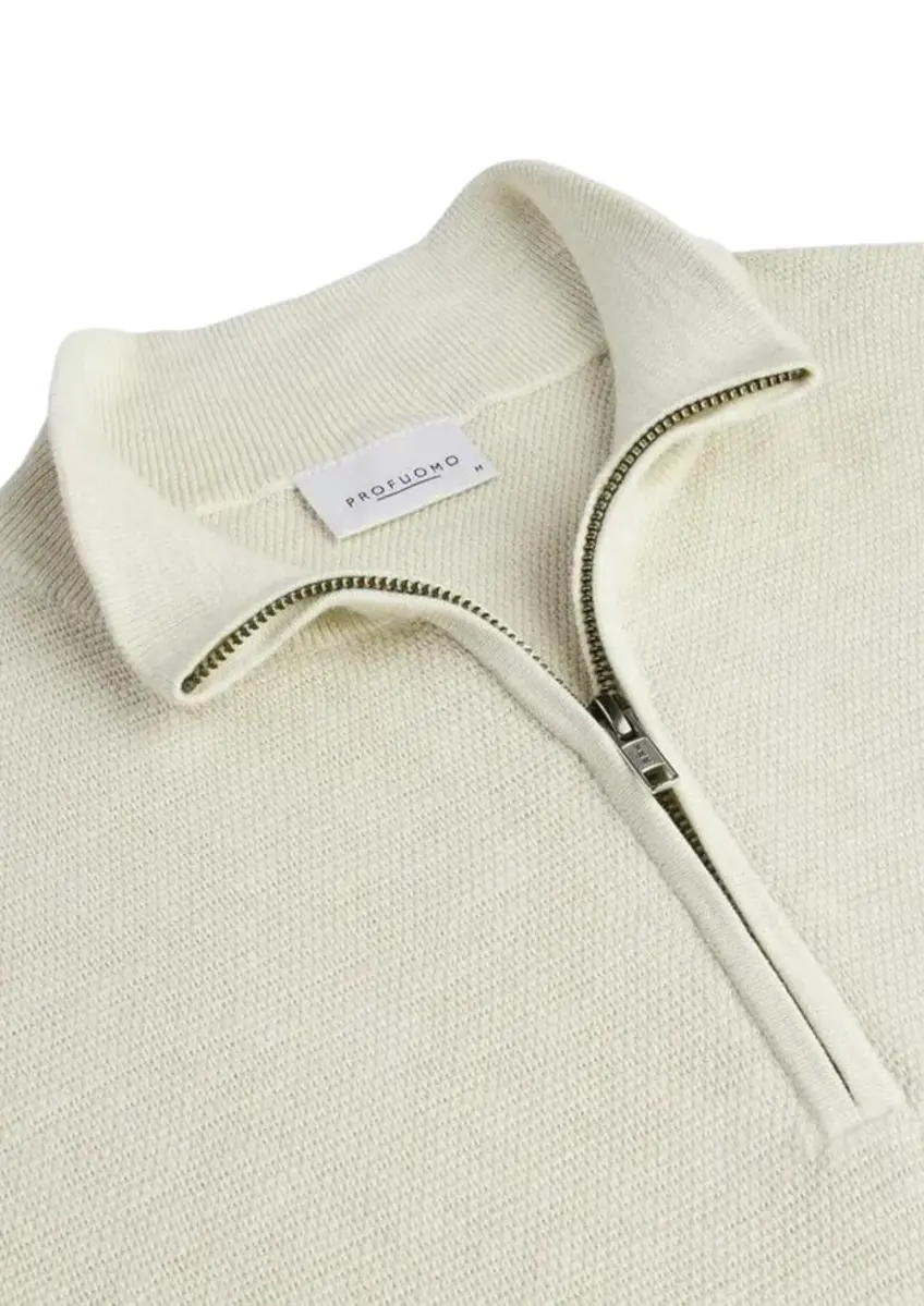 Profuomo | Pullover half zip off white