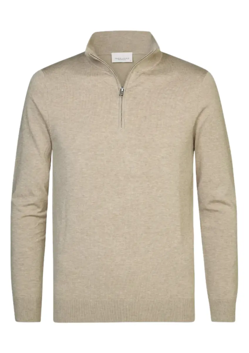 Profuomo | Pullover halfzip beige