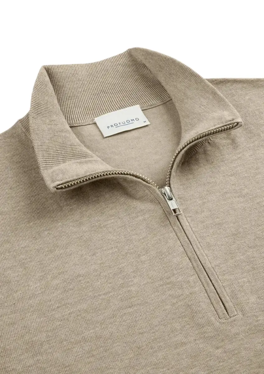 Profuomo | Pullover halfzip beige