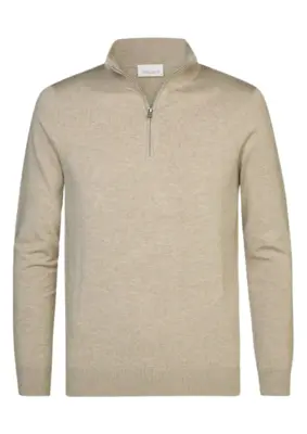 Profuomo | Pullover halfzip beige